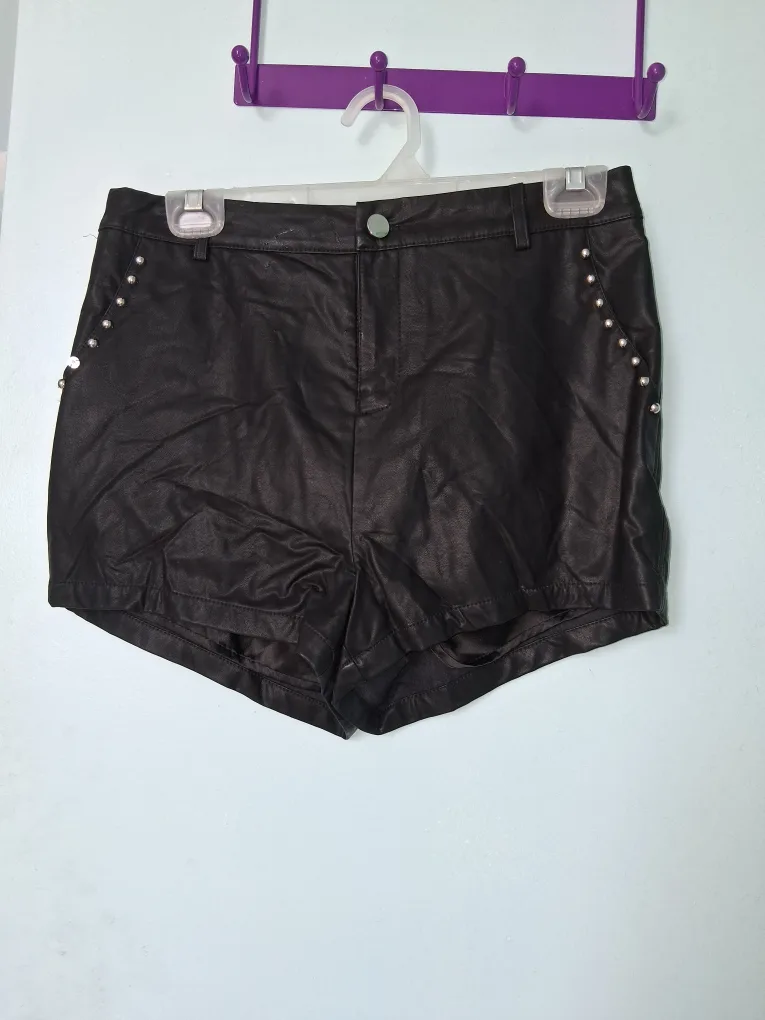 Forever 21 Black Faux Leather Shorts - Size S thumbnail
