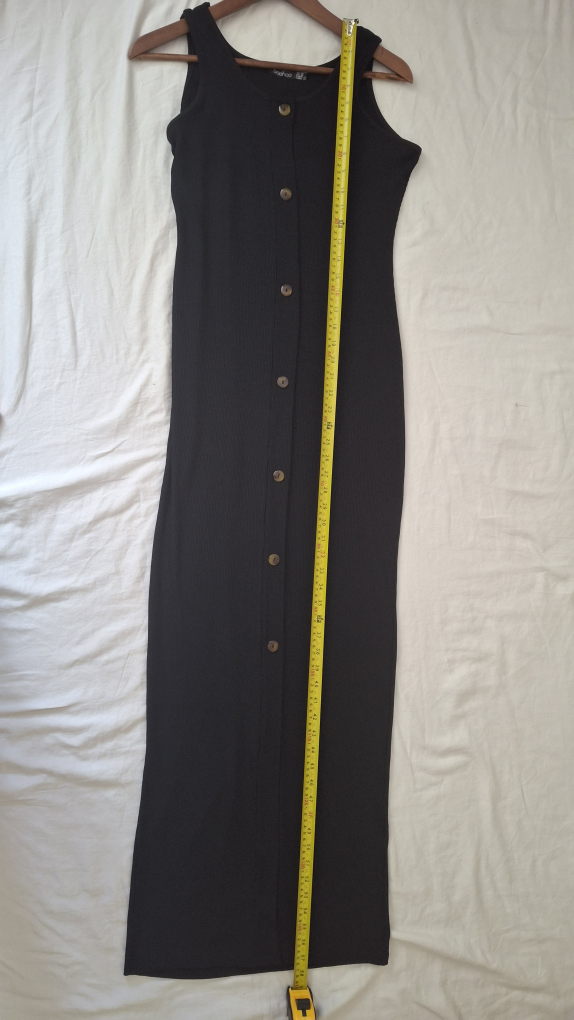 Boohoo Black Ribbed Button-Down Dress, Size 10 - photo 3