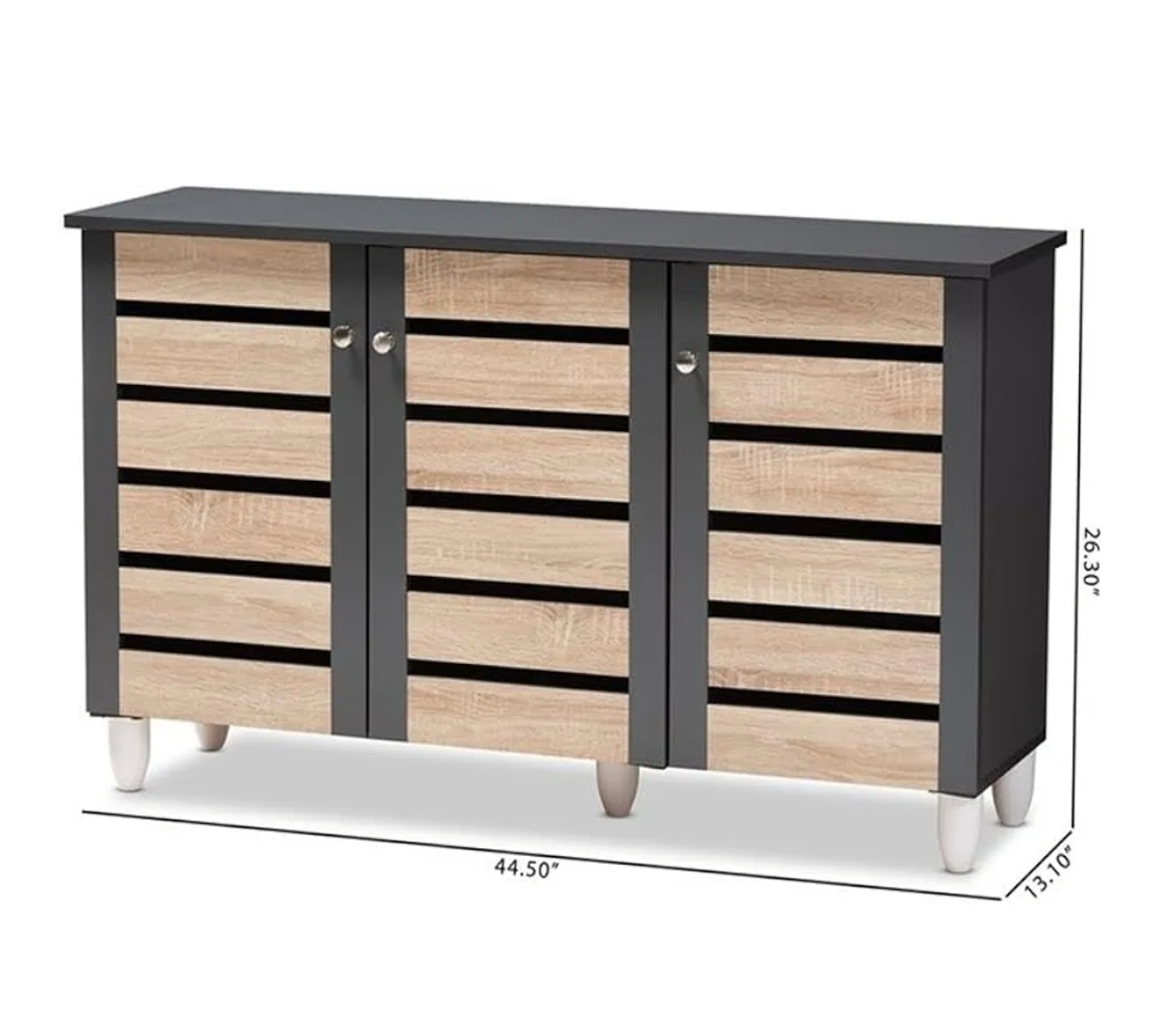 Grey & Wood 3-Door Accent Shoe Cabinet - photo 3