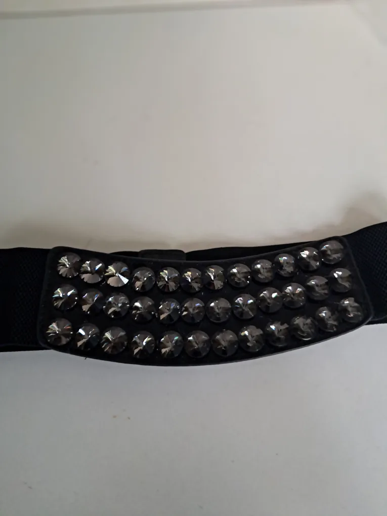 Black Elastic Rhinestone Belt image indicator(2)