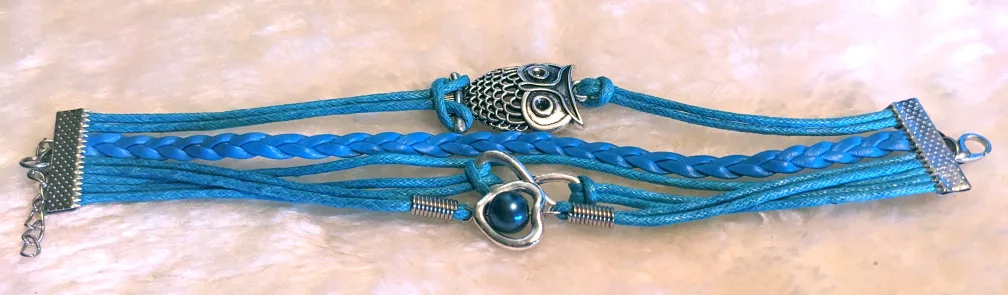 Blue Multi-Strand Owl Charm Bracelet thumbnail