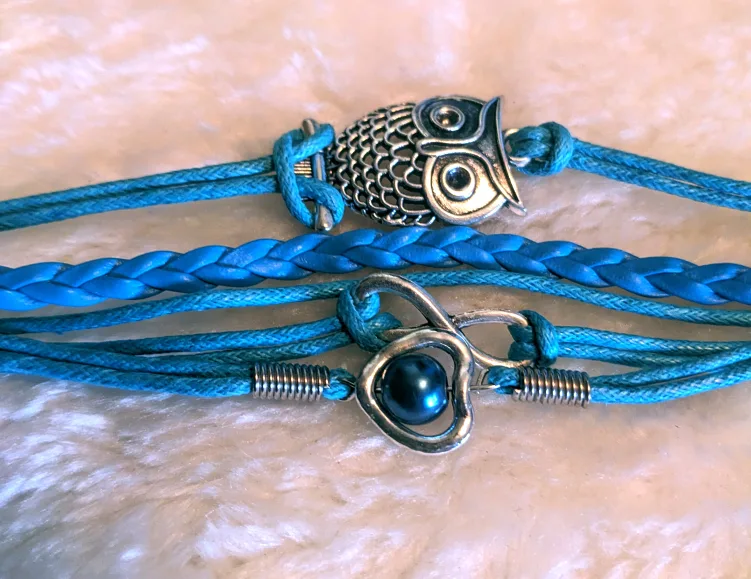 Blue Multi-Strand Owl Charm Bracelet image indicator(2)