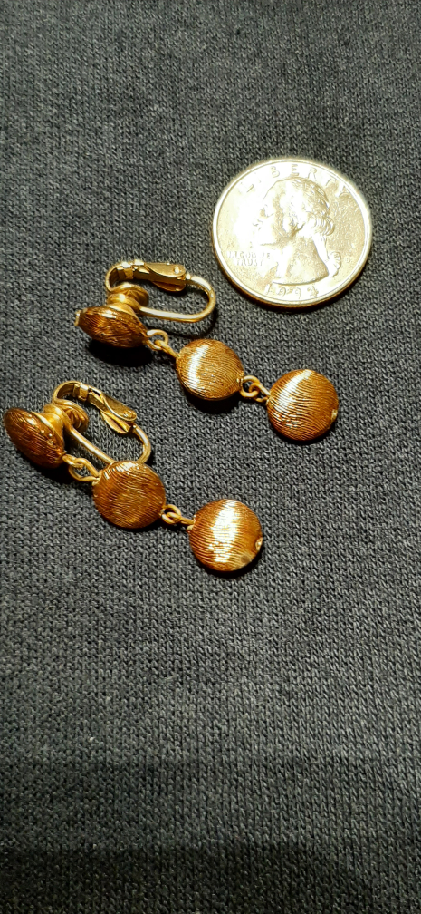 Vintage Copper Tone Dangle  Clip Earrings - photo 3