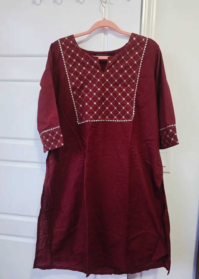 red Maroon Kurti  with gota work thumbnail