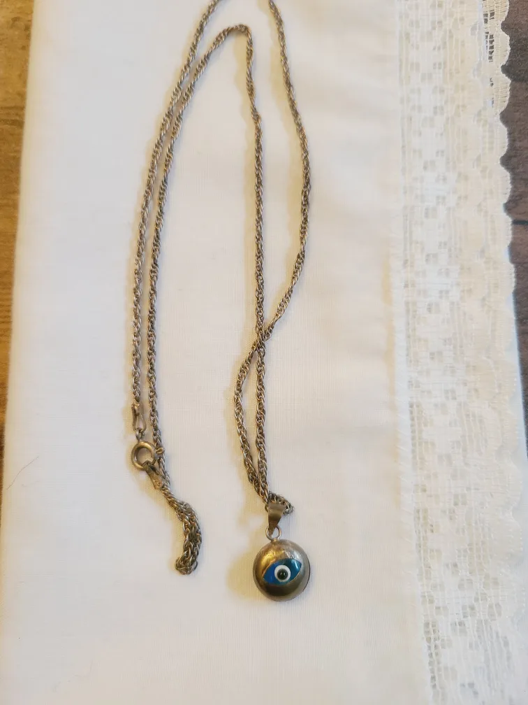 925 Sterling Silver Evil Eye Pendant Necklace thumbnail