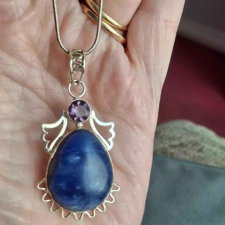 Blue Sodalite and Amethyst Pendant Necklace image indicator(2)