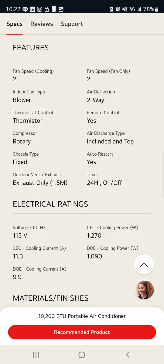 LG 10,200 BTU Portable Air Conditioner image indicator(4)