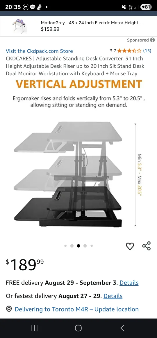 Black Adjustable Standing Desk image indicator(8)