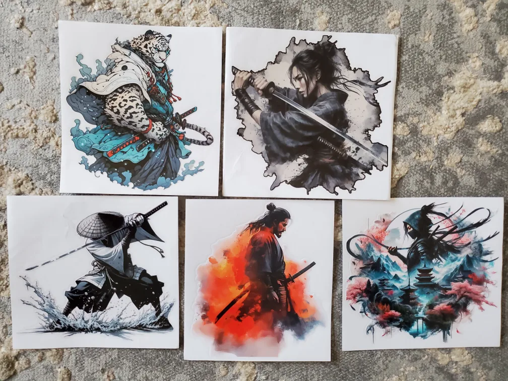 Japanese Style Samurai Geisha Vinyl Waterproof Stickers image indicator(3)