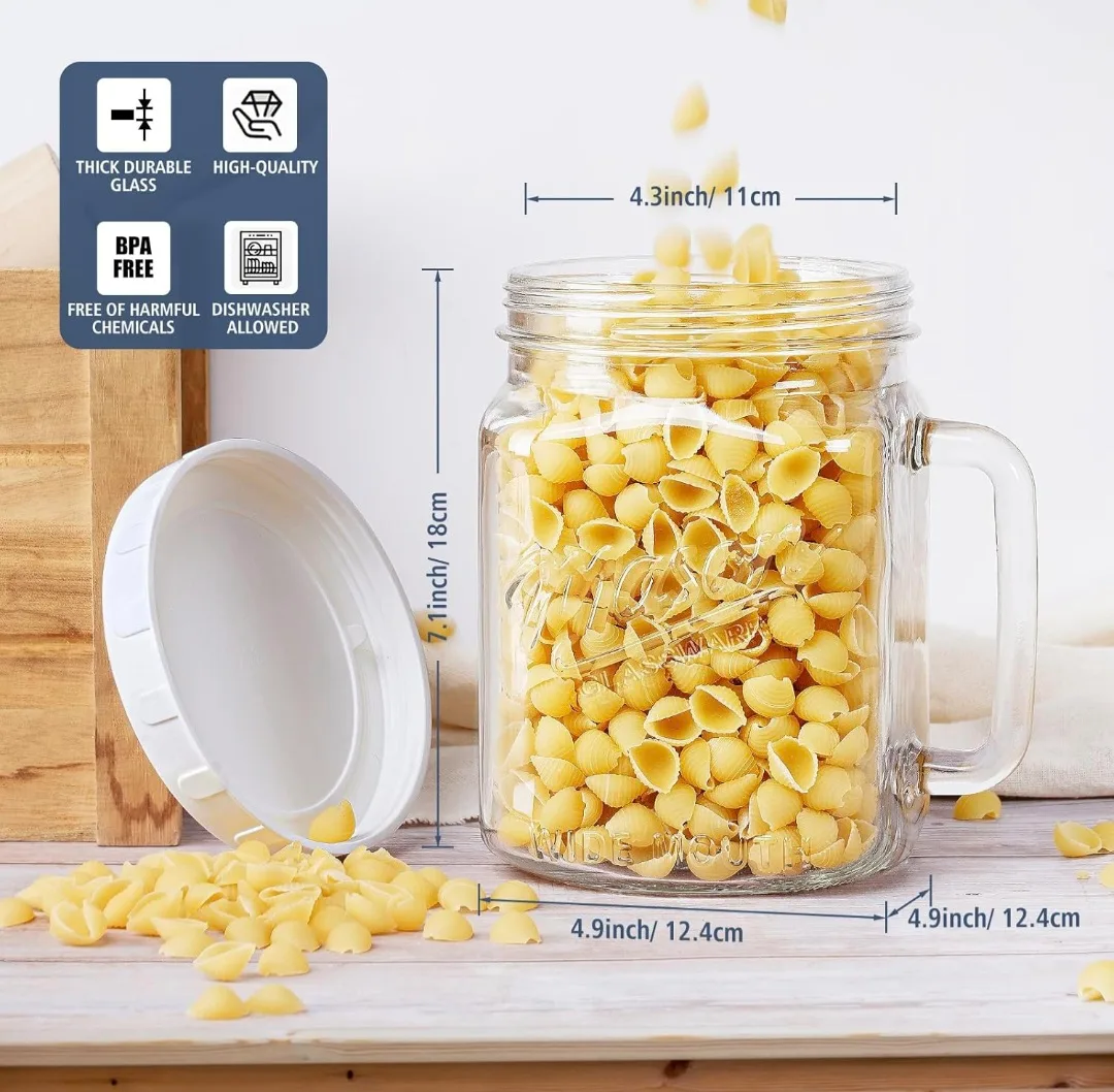 74 oz Large Mason Jars, Wide Mouth Glass Jar with Lid image indicator(4)