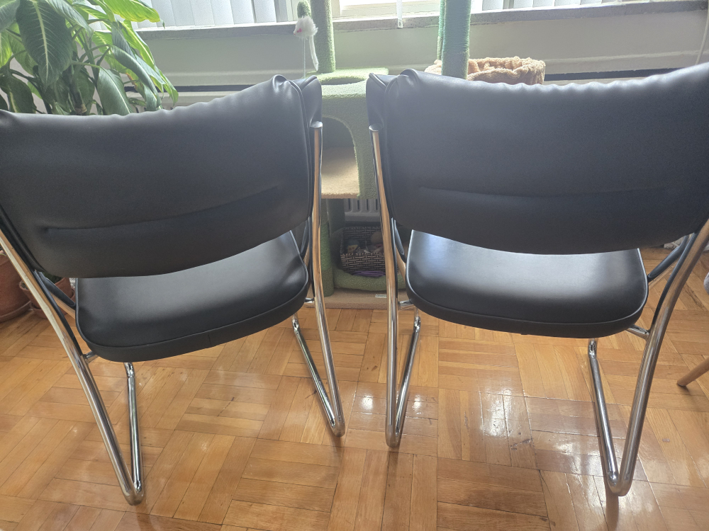 Pair of Black Leather & Chrome Chairs