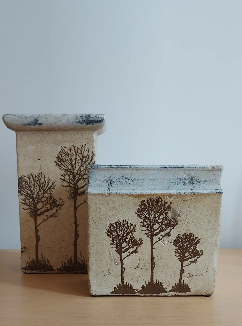 Decorative Tree Print Planter Pots - Set of 2 thumbnail