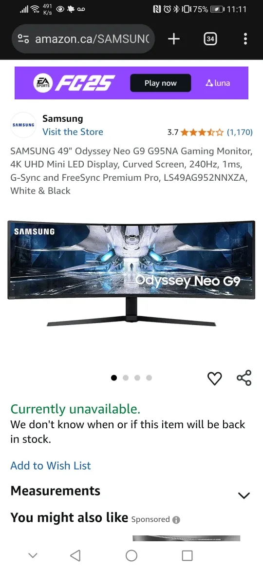 Samsung S49AG952NN monitor 49" thumbnail