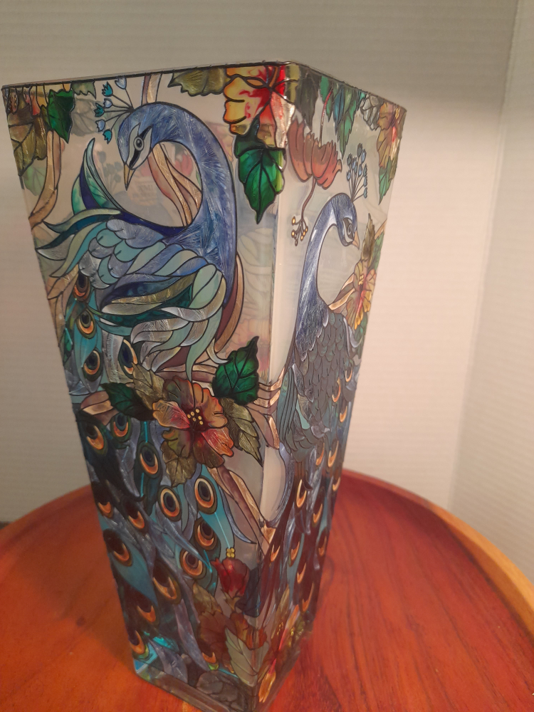 Peacock Design Decorative hand painting glass vase - photo 5