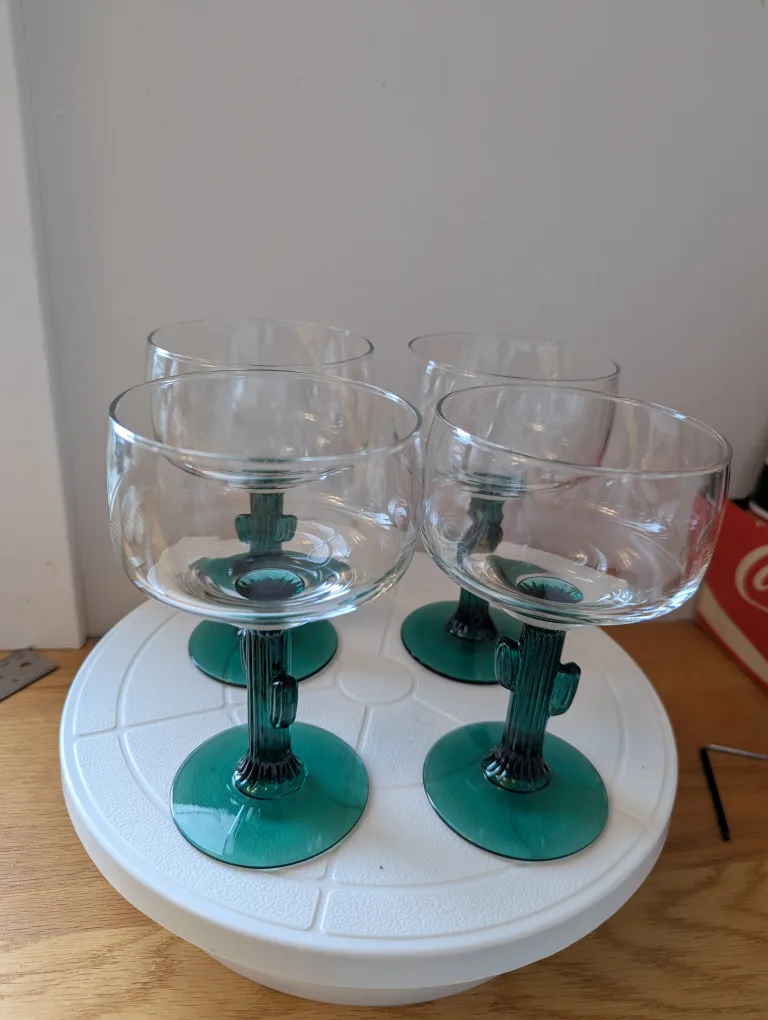 4 Margarita Glasses with Cactus Stem Free today thumbnail