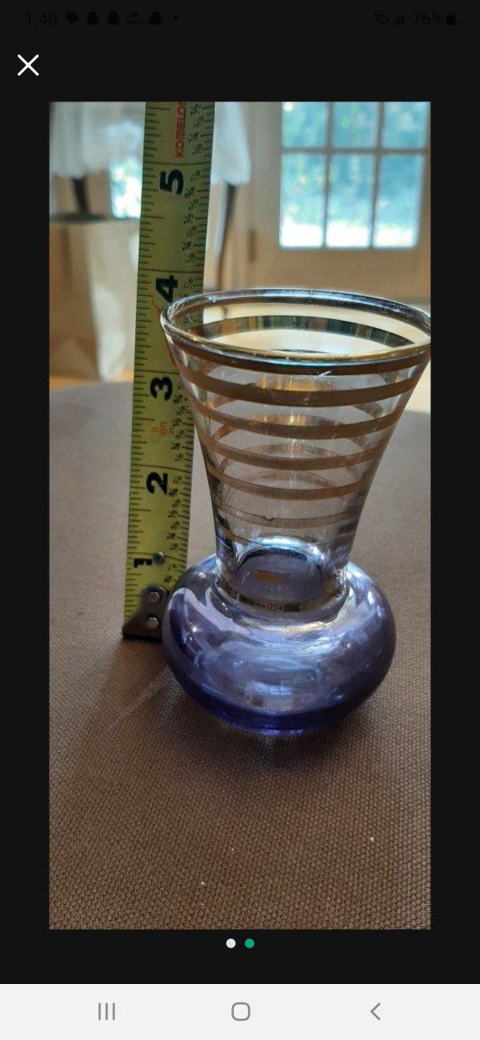 Purple Glass Vase with Gold Stripes - photo 3