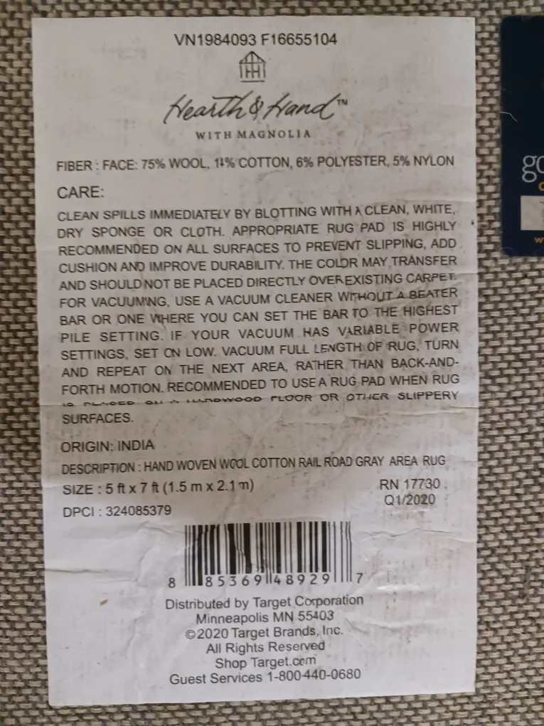 Area Rug w/ Fringe – Beige w/ Gray Stripes (Needs Cleaning) image indicator(10)