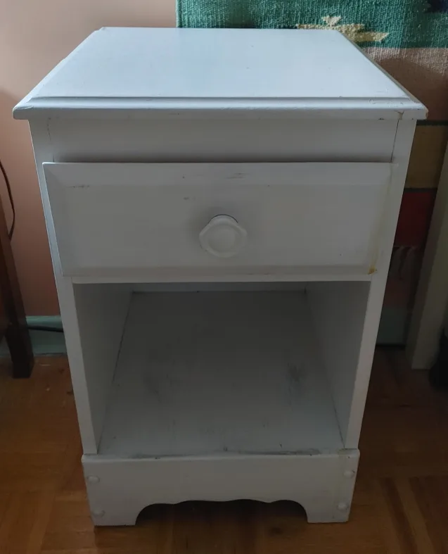 White Painted Wood Nightstand thumbnail