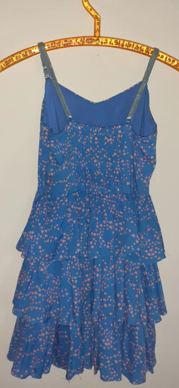 Aritzia 3 tier Blue dress with pink hearts image indicator(2)