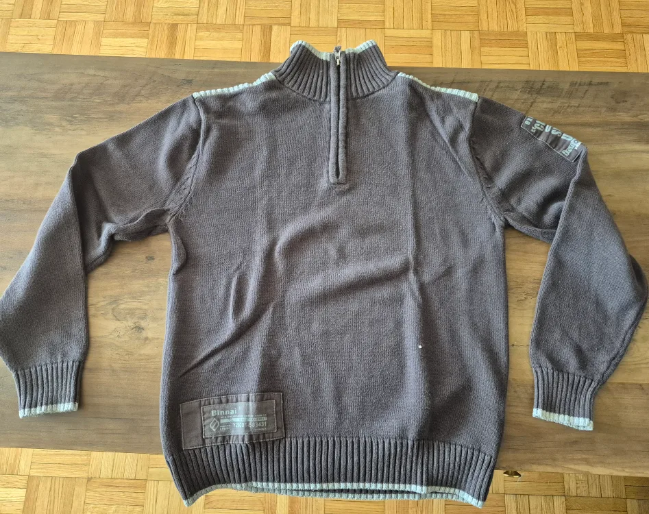 Grey Knit 1/4 Zip Sweater thumbnail