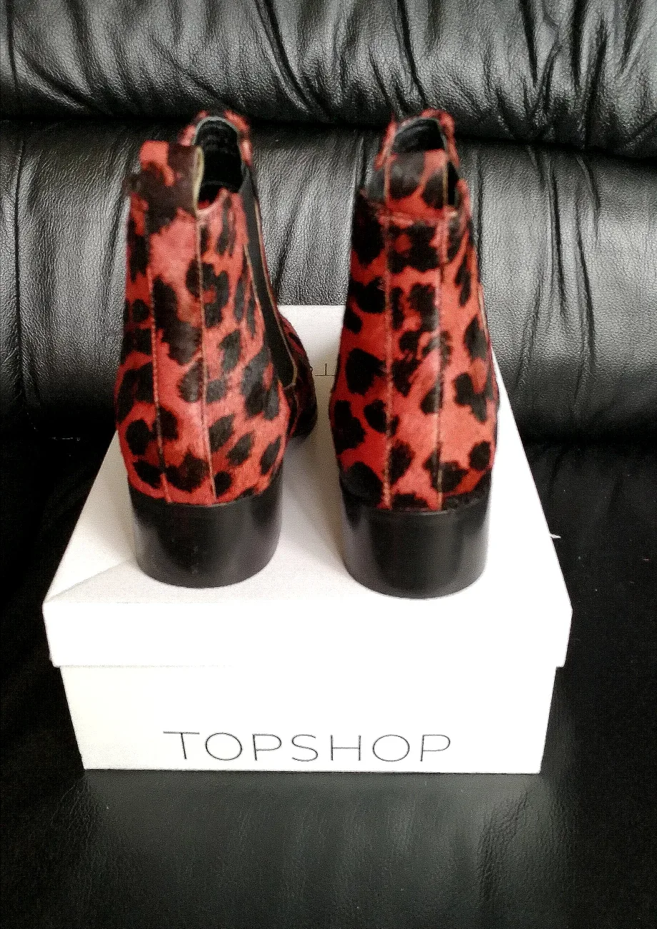 New Topshop Cheetah Print Pony Hair Ankle Boots - Size 6.5/EU37 image indicator(4)