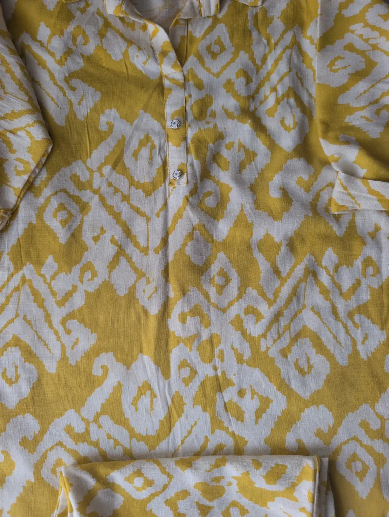 Yellow & White Patterned Tunic Top image indicator(4)