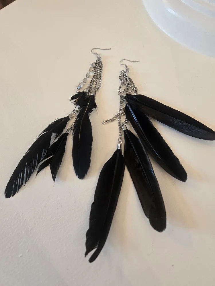 Black Feather Dangle Earrings thumbnail