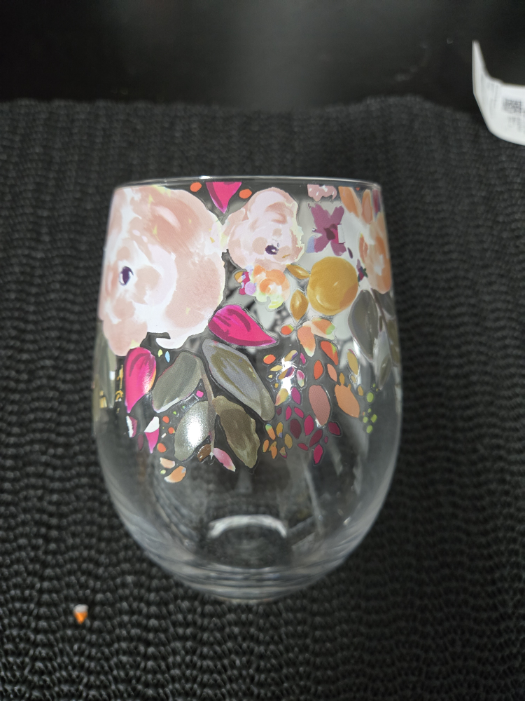 Floral Stemless Wine Glass - photo 3
