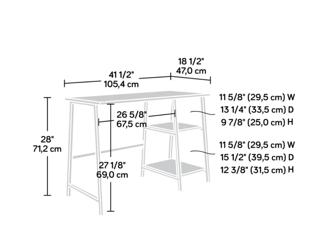 Brown Desk with Shelves - 41.5 x 18.5 inches - photo 3