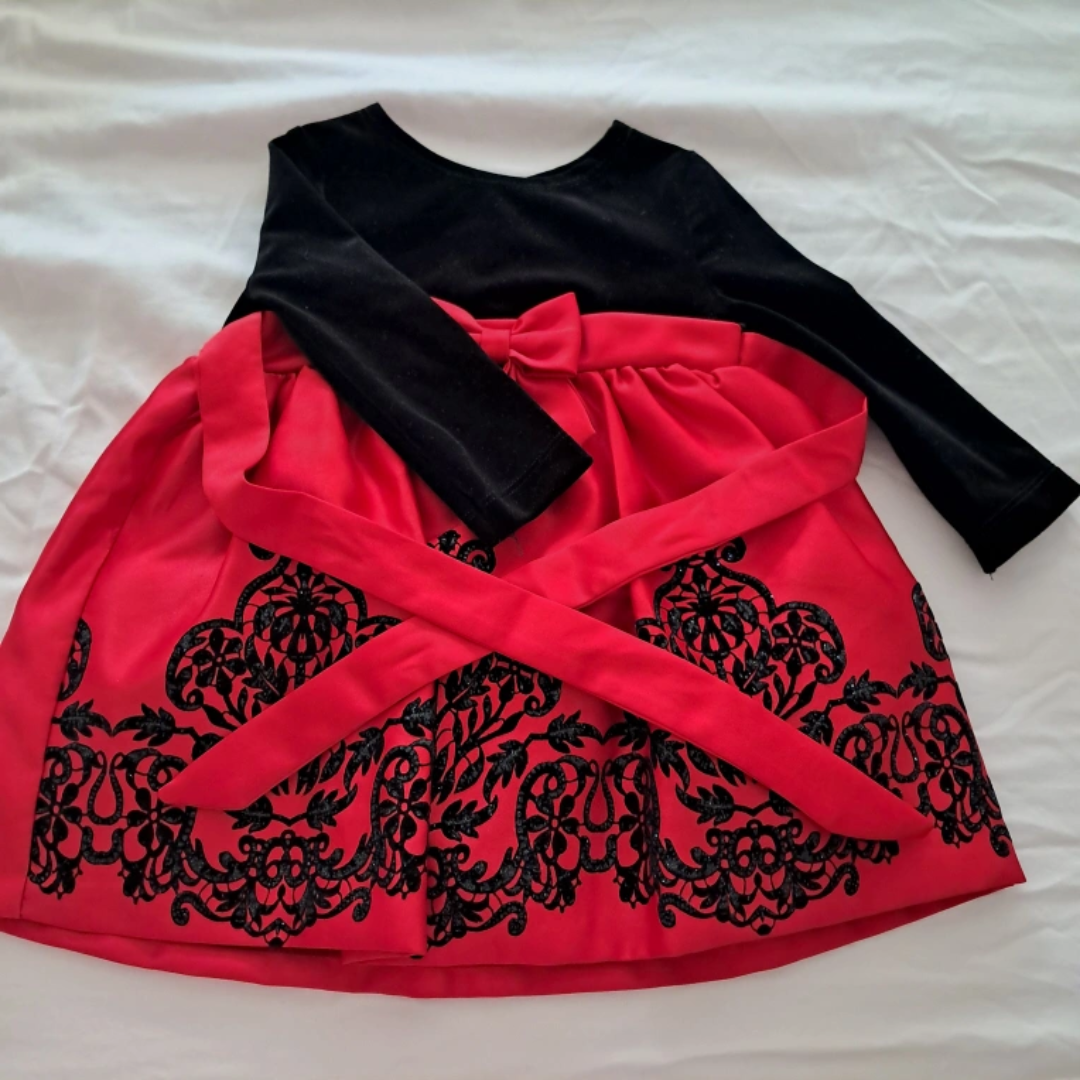 12months baby Red & Black Dress