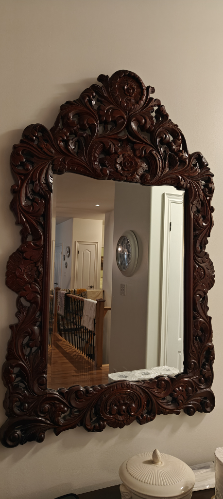Ornate Carved Wood Wall Mirror - photo 2