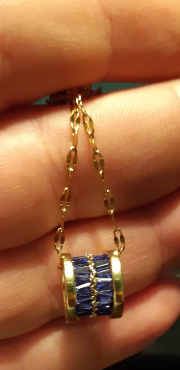 Gold Chain Necklace with Blue Stone Accent - photo 3