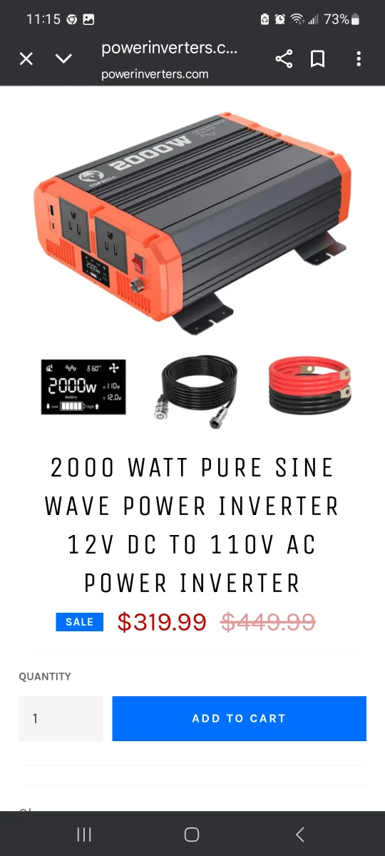 Topbull 2000W Pure Sine Wave Power Inverter - New thumbnail