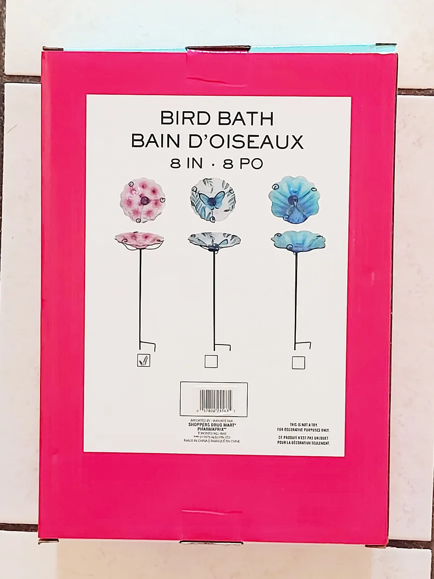 New Glass Pink Flowers Bird Bath image indicator(2)