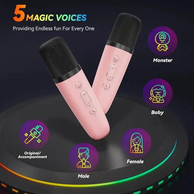 Blue Karaoke Mini Set - 2 Microphones With Speaker - photo 2