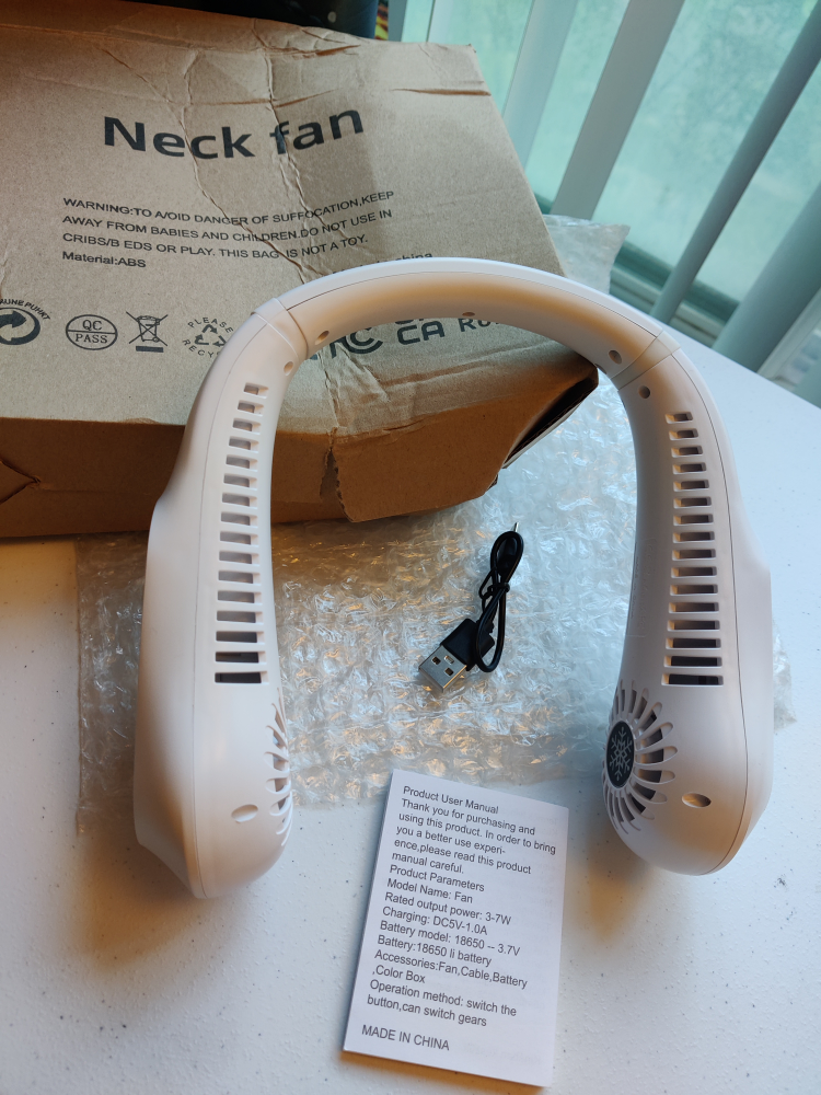New Portable Neck Fan - White/Rose Gold