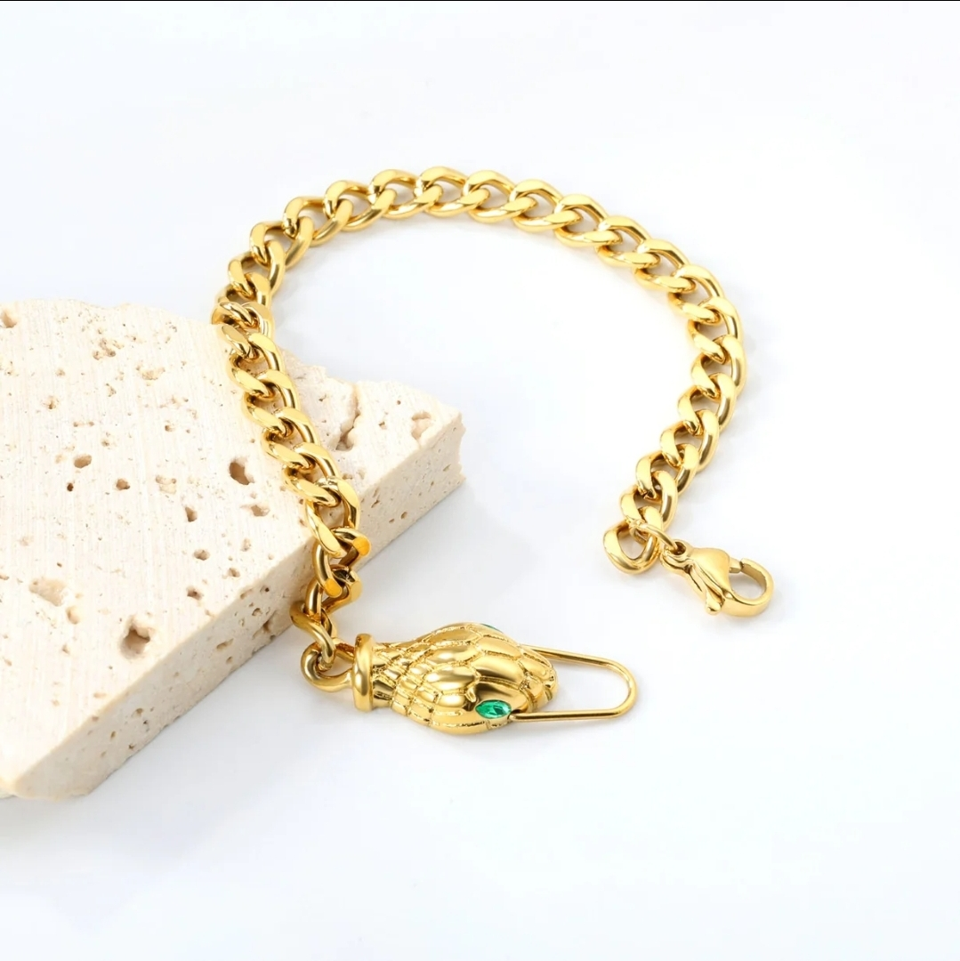 real 18k Gold plated Snake Chain Bracelet - 18cm