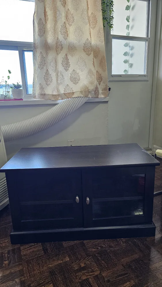 Dark Brown media unit with Glass Doors image indicator(4)