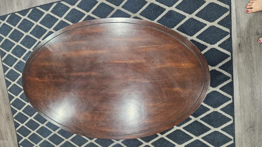 Oval Coffee Table - Dark Wood Finish thumbnail