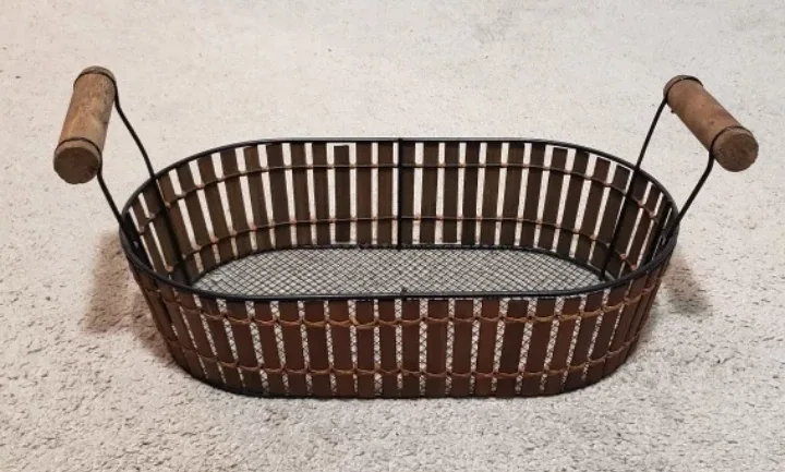 Decorative Metal & Wood Basket thumbnail