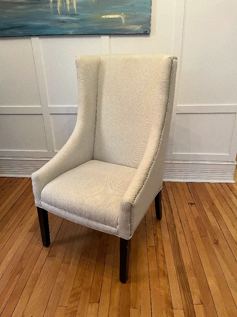 White wingback chair