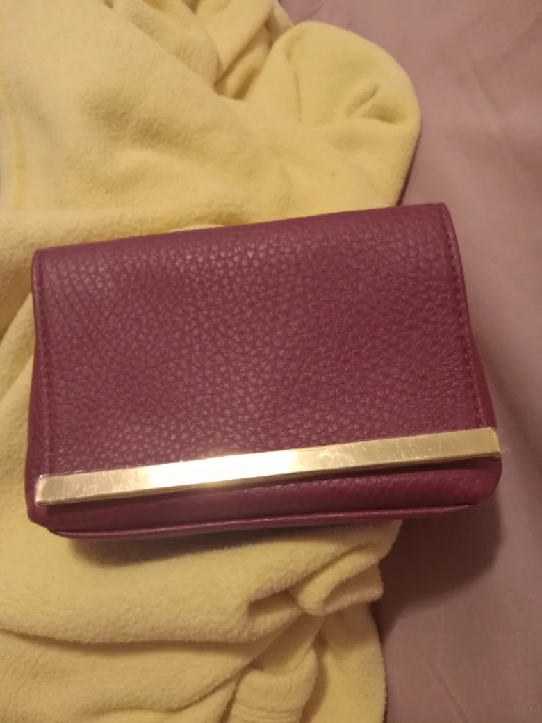 makeup/ jewelry puch with gold rim Vegan leather thumbnail