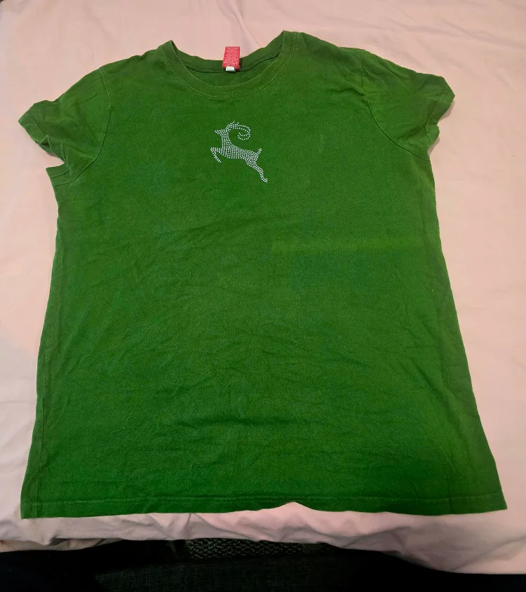 Green T-Shirt with Rhinestone Deer thumbnail