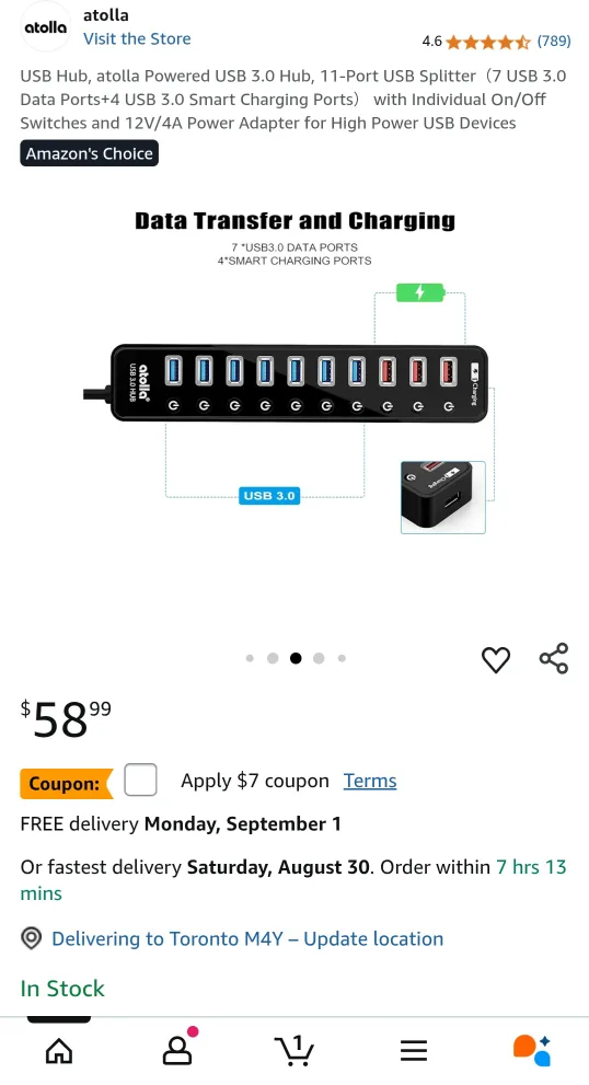 Atolla USB 3.0 Hub, 11-Port USB Splitter image indicator(5)