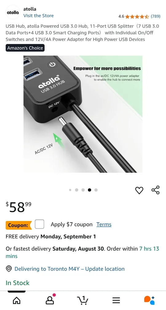 Atolla USB 3.0 Hub, 11-Port USB Splitter image indicator(7)