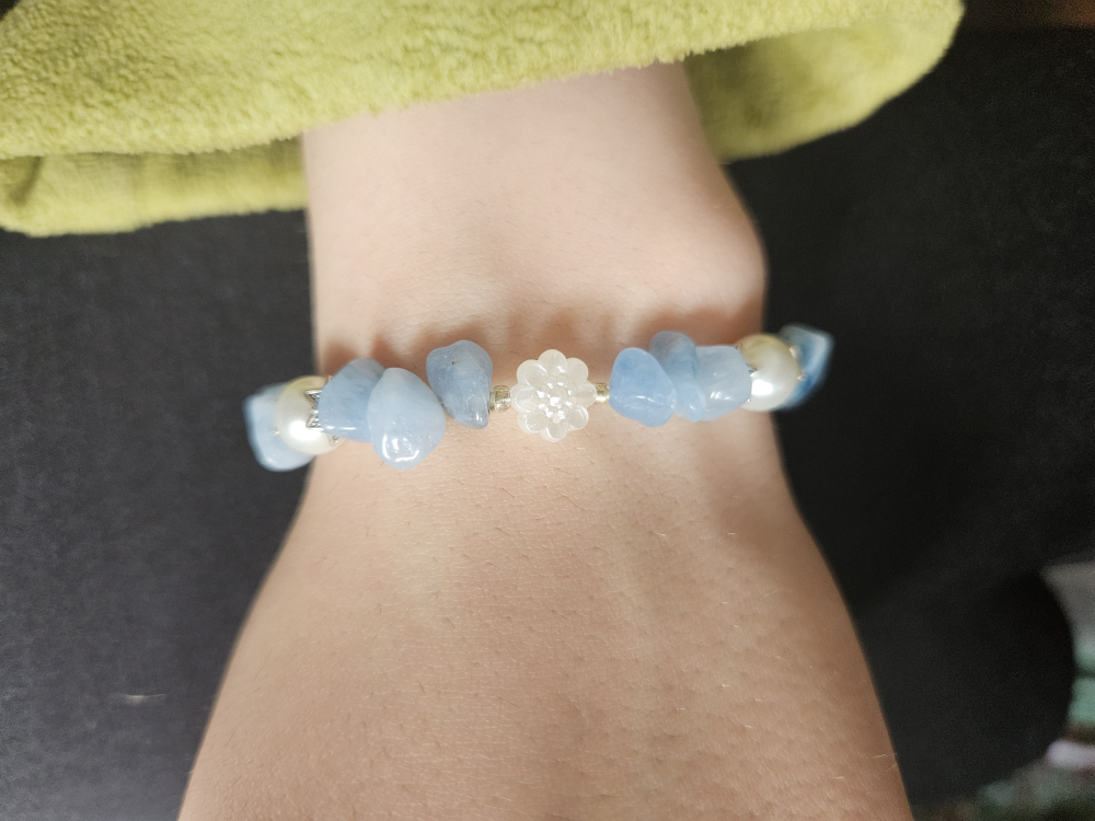 Blue Stone & Pearl Beaded Bracelet - photo 2