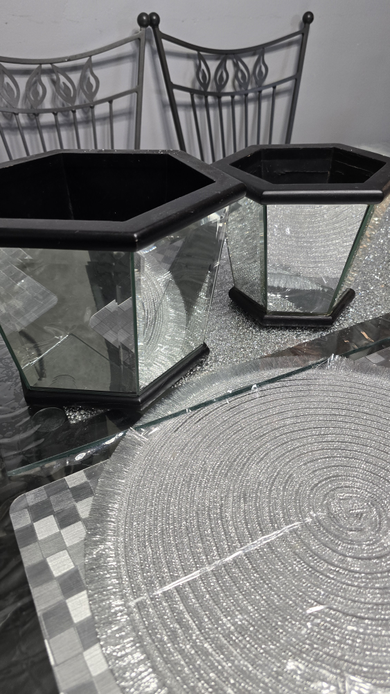 Hexagon Mirrored Vases - Set of Two - photo 3