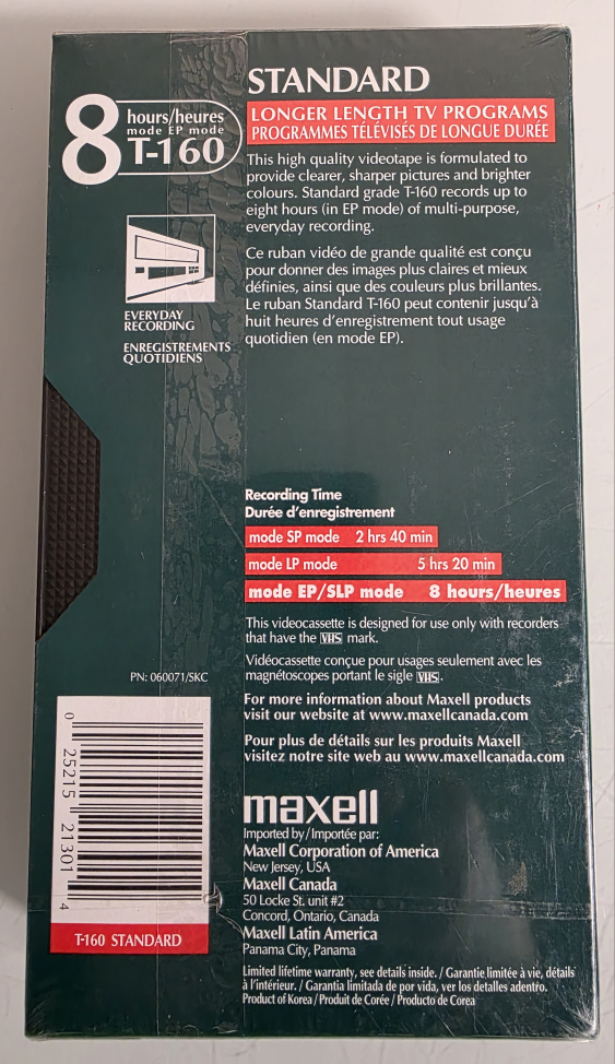 Maxell T-160 Standard VHS Video Cassette - photo 2