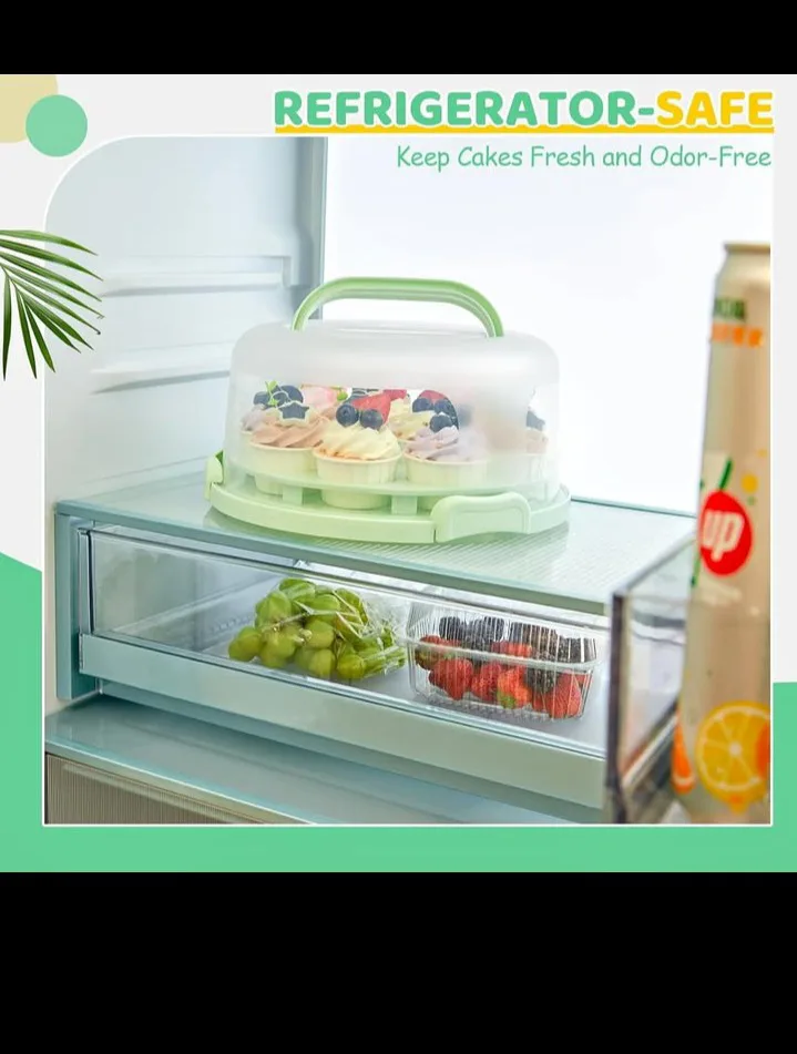 Ohuhu Cake Carrier with Lid - Mint Green image indicator(2)