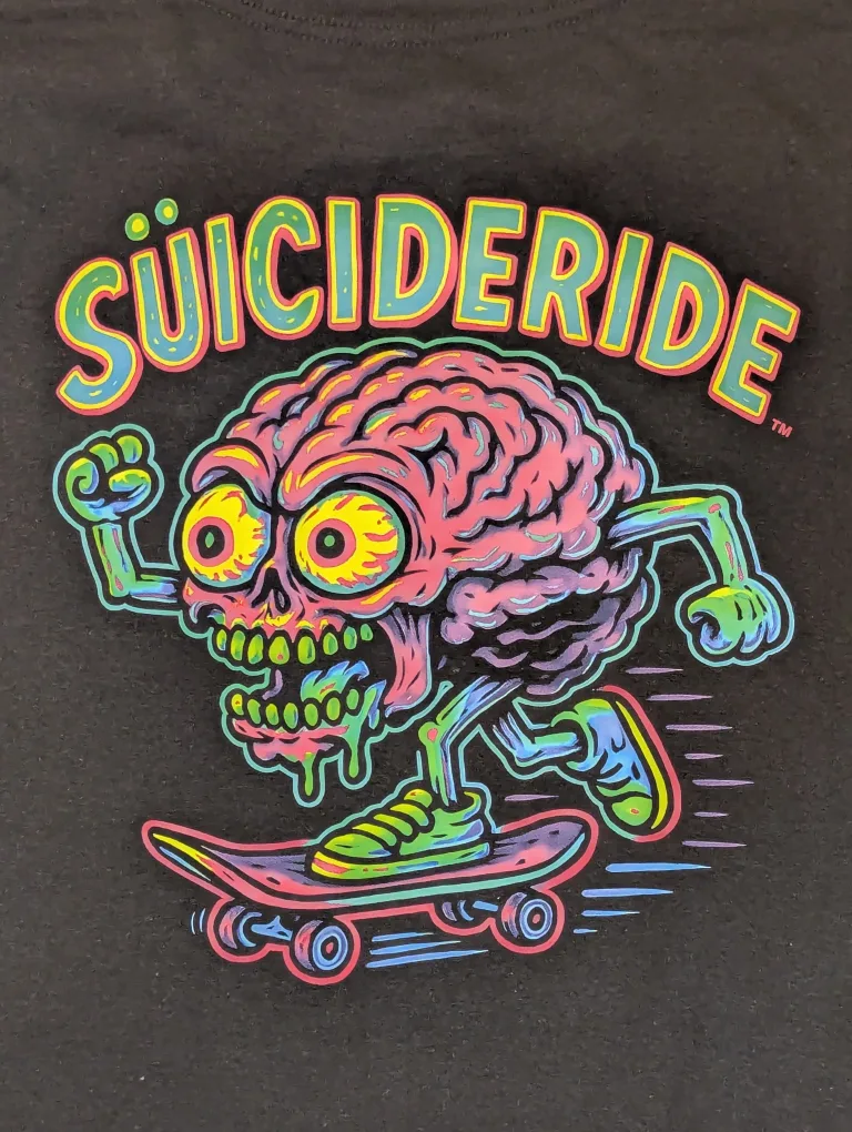 NEW mens large Skateboard Brain- Suicideride Graphic t-Shirt image indicator(3)